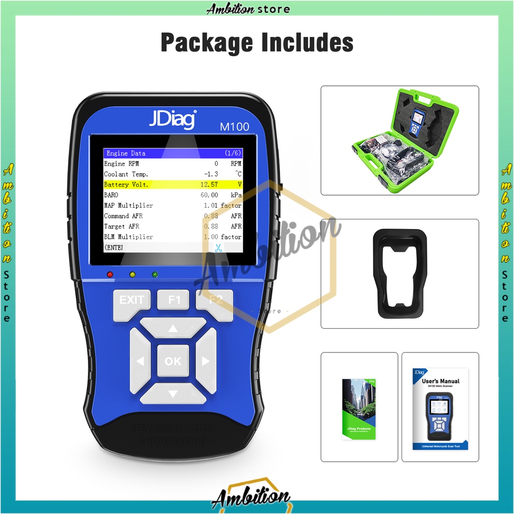 JDiag M100 Motor Diagnostic Scanner  OBD2 Motor Scaner Motor Injeksi