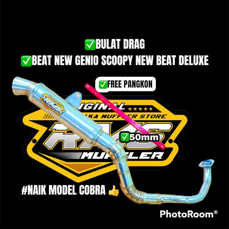 KNALPOT BEAT DELUXE BEAT NEW GENIO SCOOPY NEW RMS MUFFLER ORIGINAL CORONG DRAG DIAMETER 50 FREE PANG