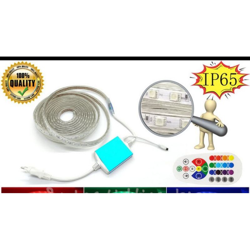 paket 5m 10m 15m led strip rgb remote warna warni 5050 10 15 5 meter outdoor led strip remote