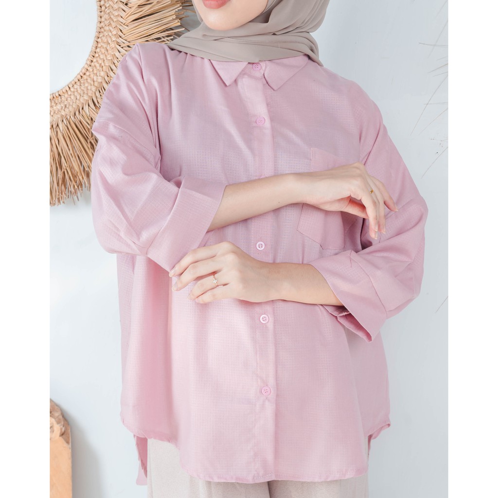 KEMEJA POLOS RAISA KATUN PREMIUM SHIRT BTS B089-Nude