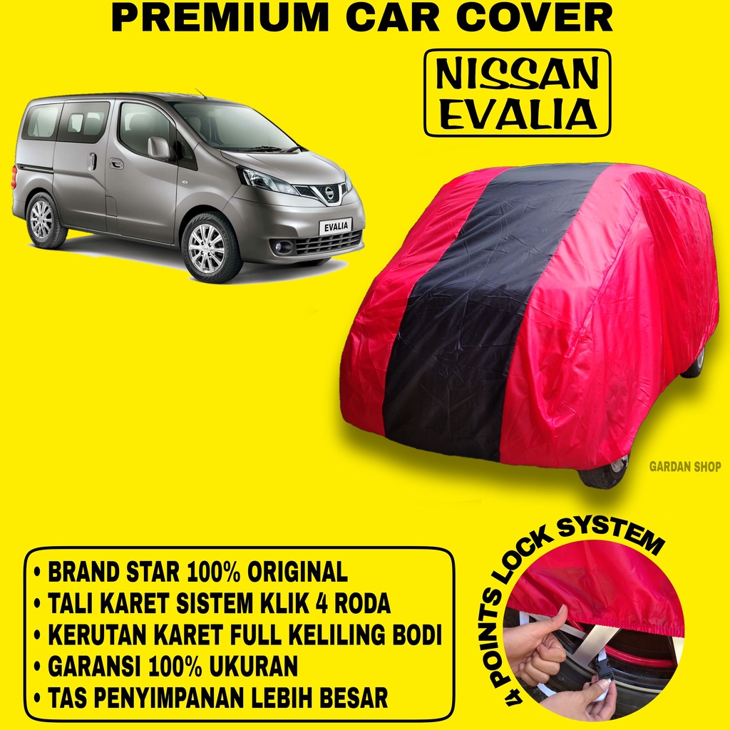 Body Cover NISSAN EVALIA MERAH HITAM Penutup Bodi Mobil Nissan Evalia Waterproof PREMIUM