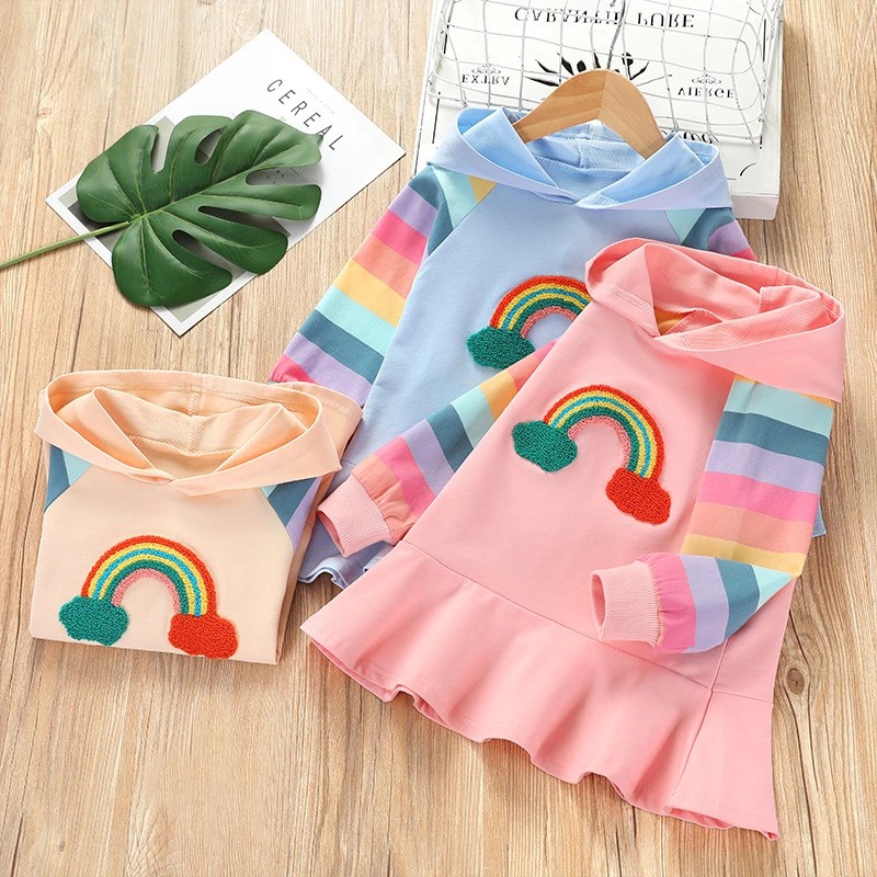 [Brandedbaby] ATASAN HOODIE ANAK PEREMPUAN IMPORT MOTIF RAINBOW SUPER SOFT