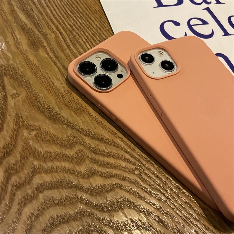 Soft Case Bahan Silikon Cair Warna Begonia Untuk IPhone 11 12 13 14 Pro X XR XS Max 6 6s 7 8 Plus