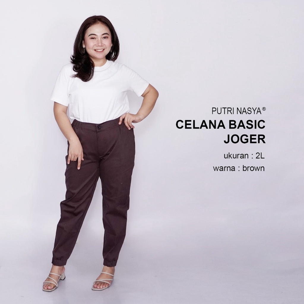 Celana Kerja Kantor Big Basic Joger Wanita/ Celana Wanita Jumbo Keren/ Big size 8L,6L,5L,4L,2L,XL, all size / Celana Kerja Seragam Wanita Bigsize / Celana Bahan Wanita Formal Super Jumbo Kekinian