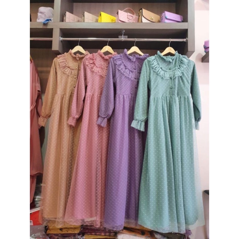 COD ✔ GAMIS TILE SABRINA VINTAGE LD110 / GAMIS PESTA KONDANGAN / Gamis tile full depan belakang