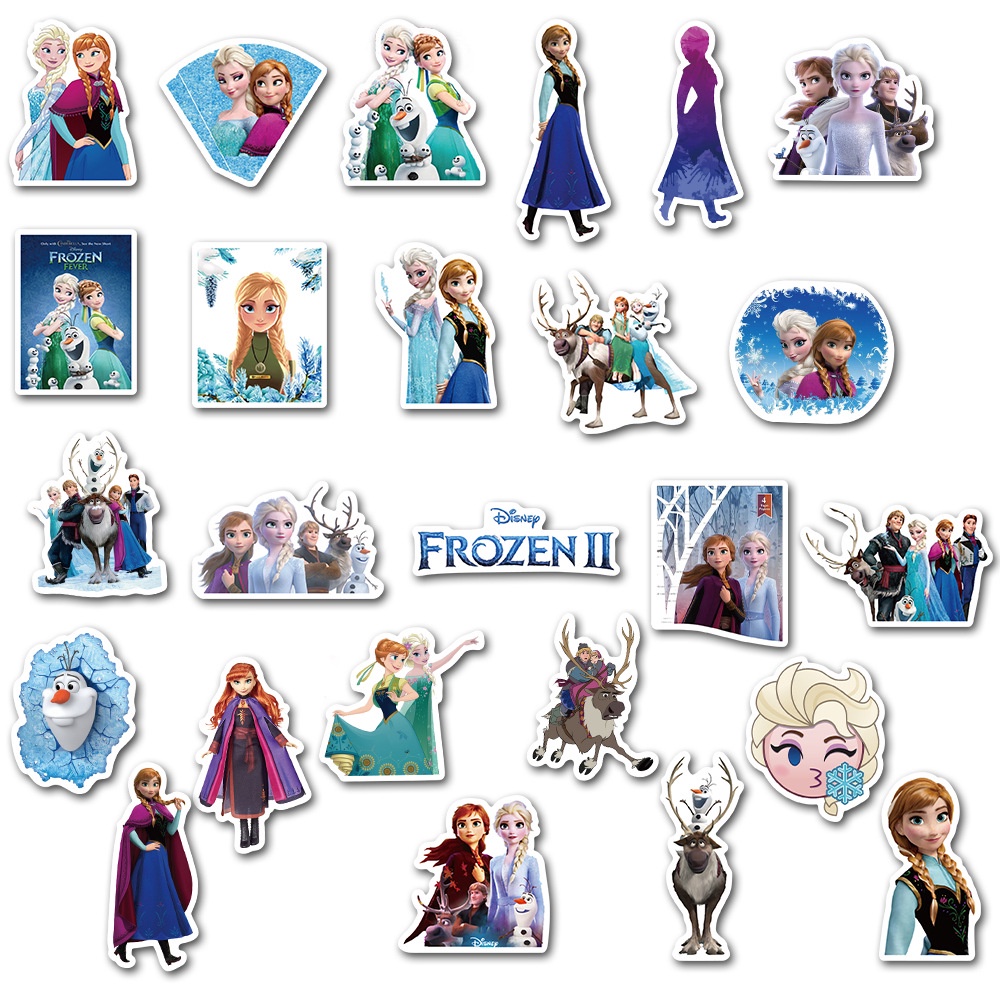 50 Pcs Stiker Graffiti Frozen Anna Aisha Tahan Air Untuk Dekorasi Skateboard Koper Notebook Cangkir Air