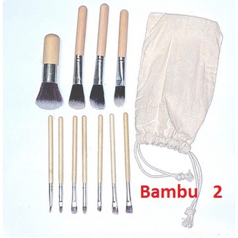 Kuas Bambu Make Up Bamboo Brush Kuas Makeup Set 11pcs