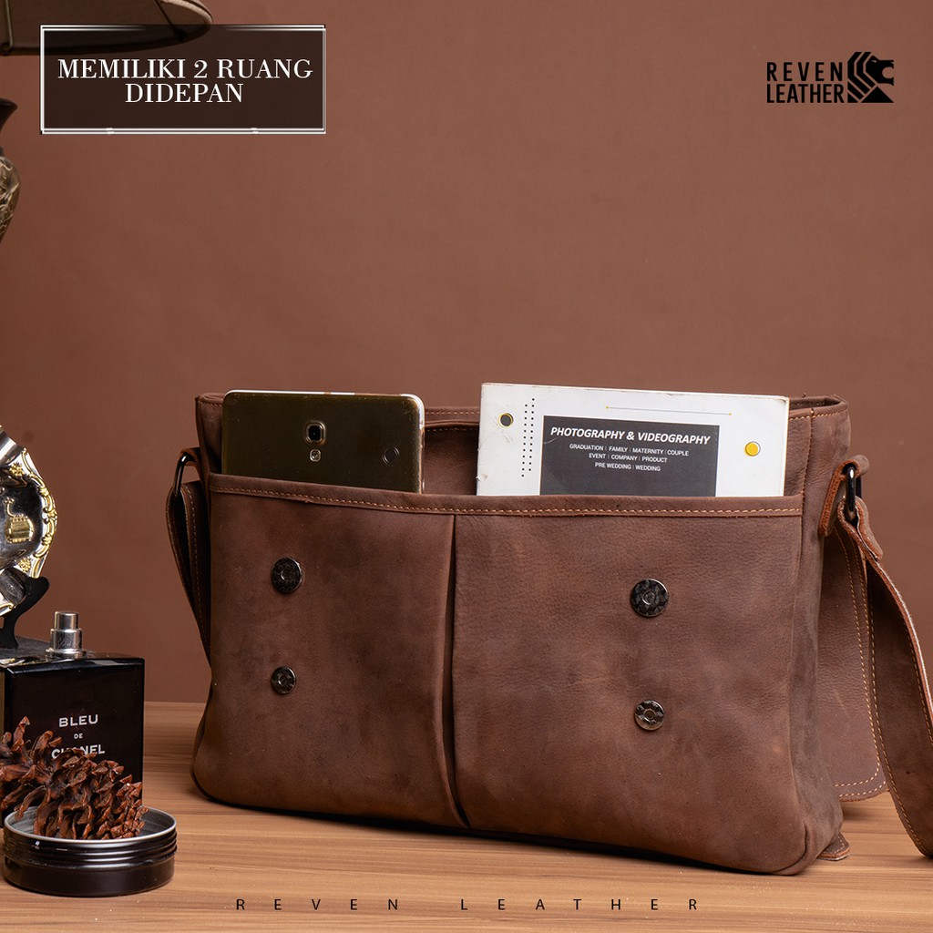 REVEN LEATHER - Tas Laptop Kulit Pria / Tas Kerja Pria / Tas Kantor Kulit Asli - Laptop Asgard Bag