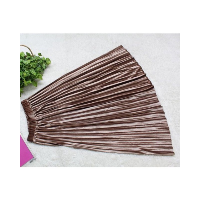 GROSIR ROK IMPORT / ROK 7/8 PLISKET BLUDRU VELVET PREMIUM  GLOSSY-7/8 CHOCO KOREA