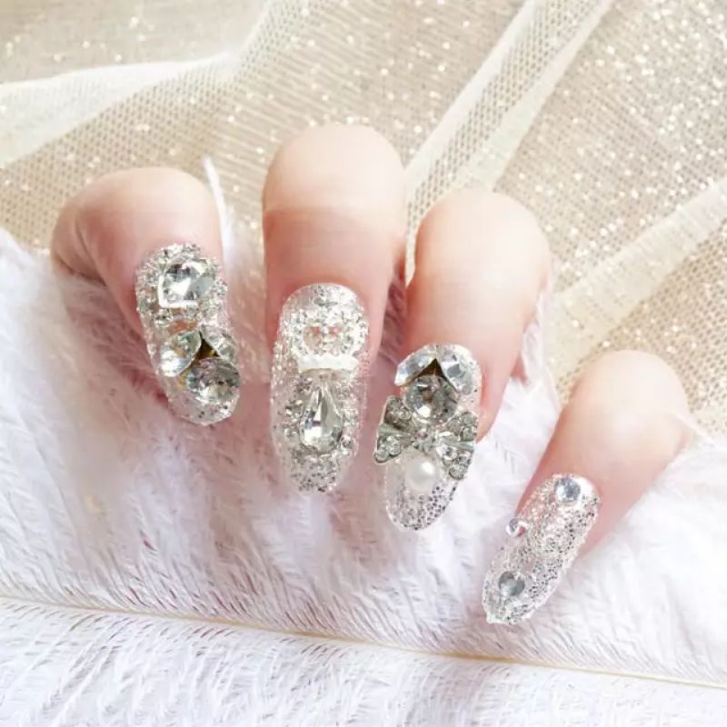 Luxury new Fake nails wedding rhinestone