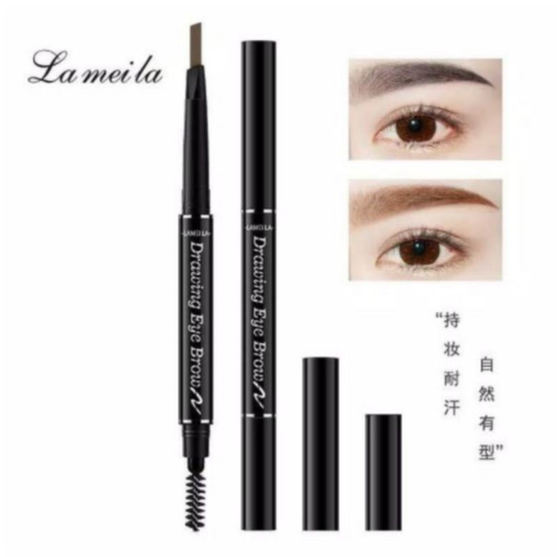 Grosir_Solo ll Eyebrow pensil alis putar 2in 1  waterproof tahan air