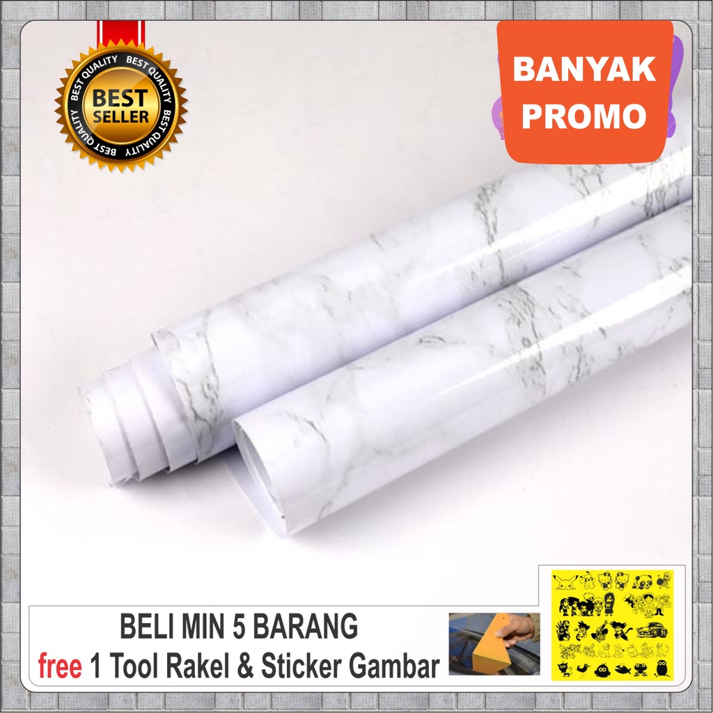 Stiker Motif MARMER PUTIH / Wall Sticker / Wallpaper / Stiker Marmer Marble Glossy Tebal Pelapis Lem