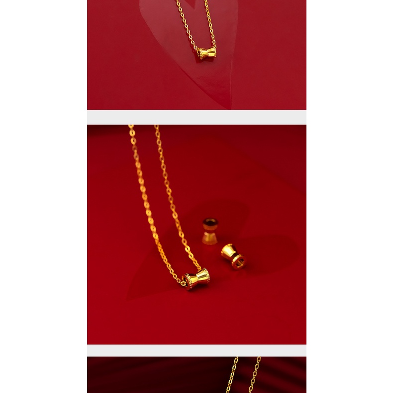 Kalung Rantai Dengan Liontin Pinggang Kecil Lapis Emas Asli Kadar 375 Untuk Wanita