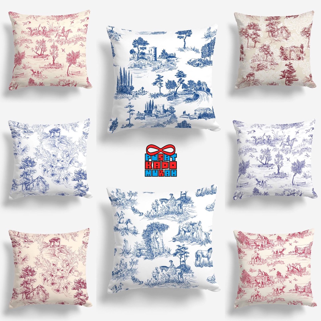 Bantal Sofa Print Motif Classic De Jouy 40x40 cm - Pusat Kado Murah