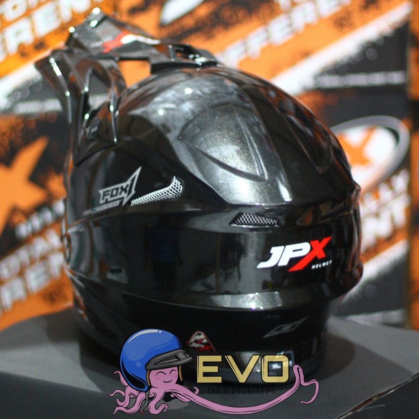 HELM JPX CROSS_SOLID - BLACK MET / SILVER + GOOGLE SNAIL (ONGKIR 2 KG) HELM JPX TERBARU