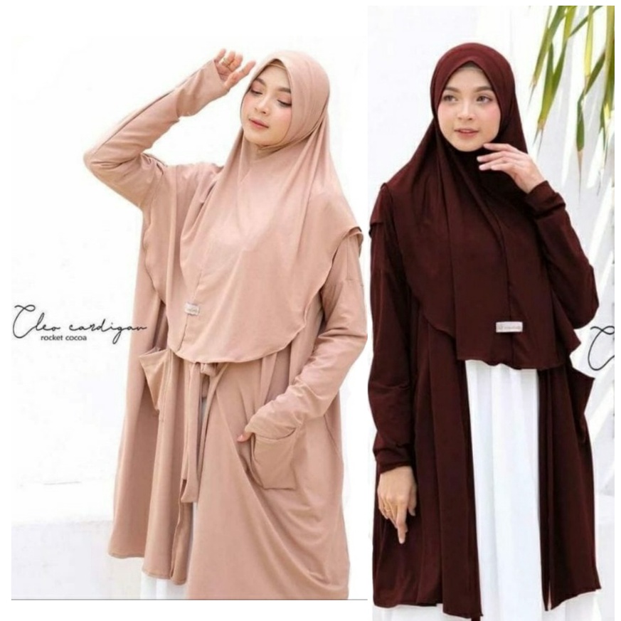 Hijab Cardigan 2in1 pake Pet/pad busa-Kerudung Menyatu Dengan Cardi, Bahan Nyaman dan Halus