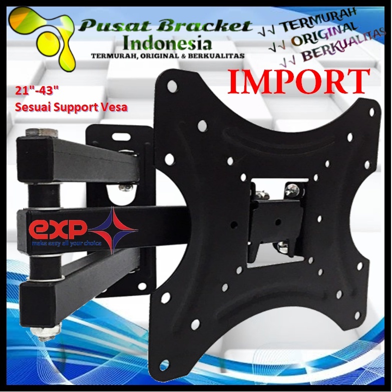 Bracket TV SHARP 14 s/d 43 inch 6 ARAH FULL BESI SUPER KOKOH GARANSI 100% ORI