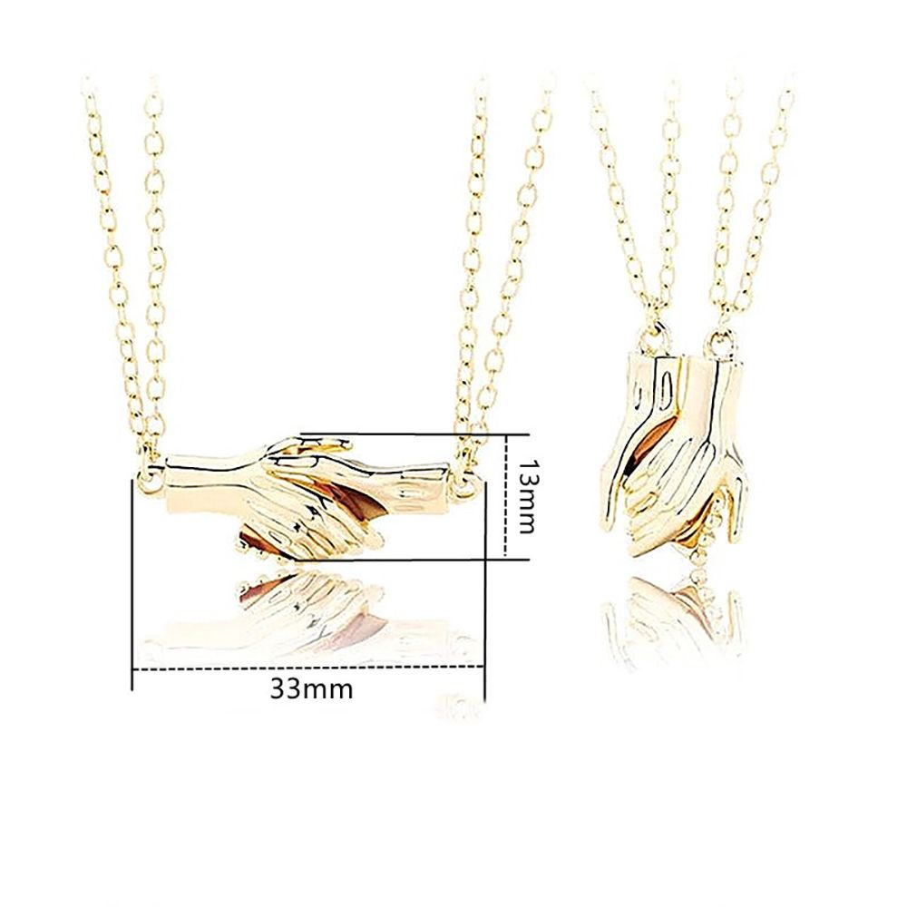 Needway  Cute Handshake Necklaces Simple Couple necklace Clavicle Chain Cool style Magnet Korean 2PCS/SET Women and men Romantic Fashion Jewelry/Multicolor