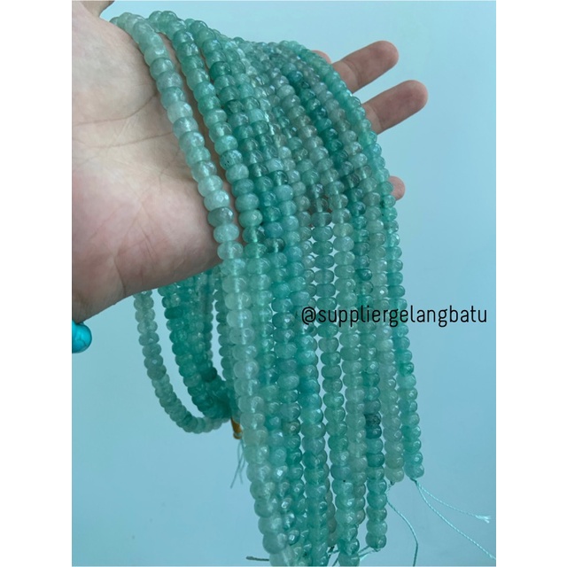 batu beads rondelle Faceted Hexagon Stone Bead 4 x 8mm giok HIJAU MUDA