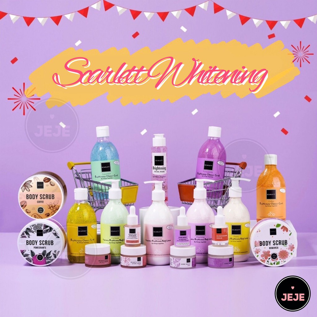 SCARLETT Whitening | Serum Essence Toner | Lotion | Shampoo Shower Scrub Mask Day Night Scarlet