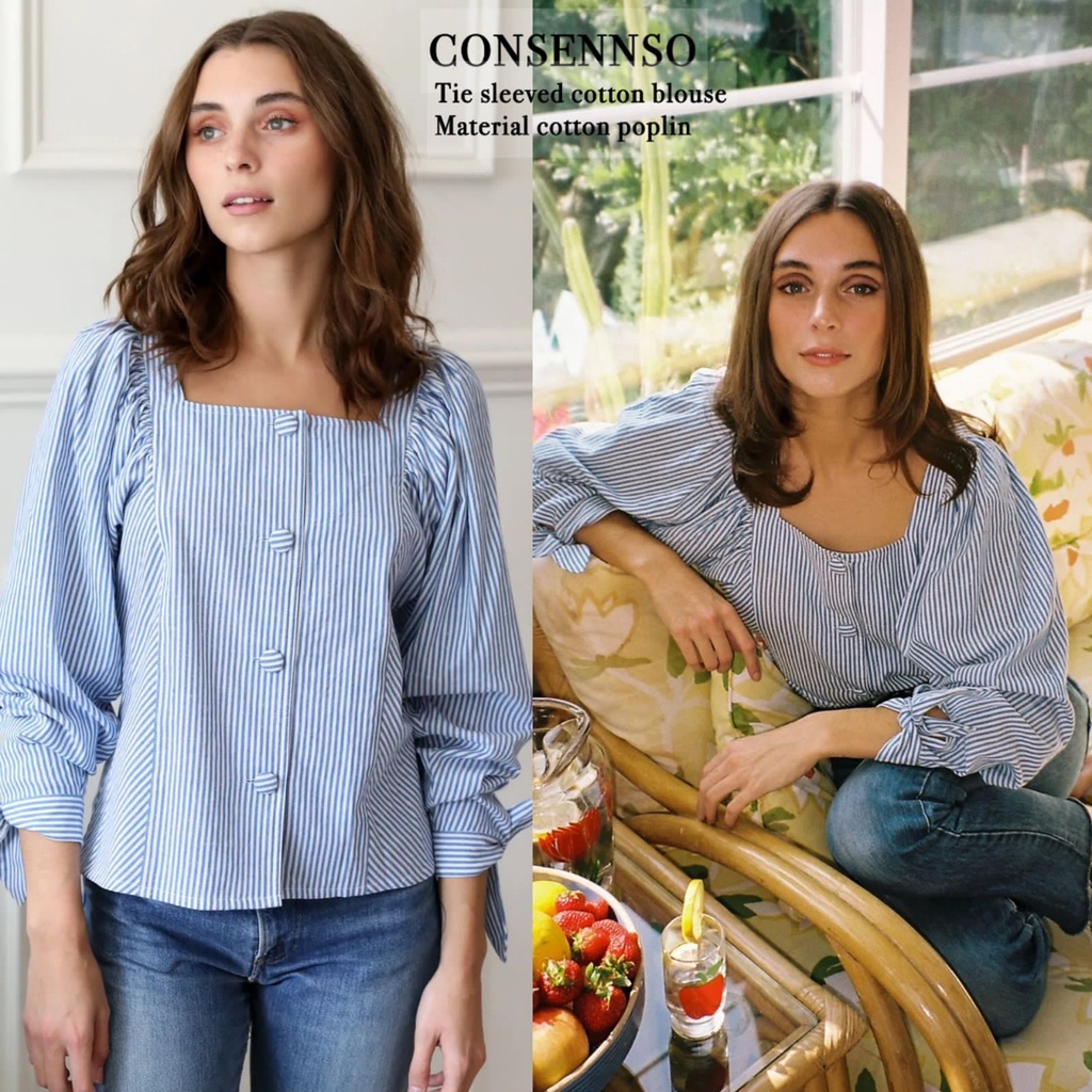 Consenso stripe square neck blouse ORIGINAL 100%