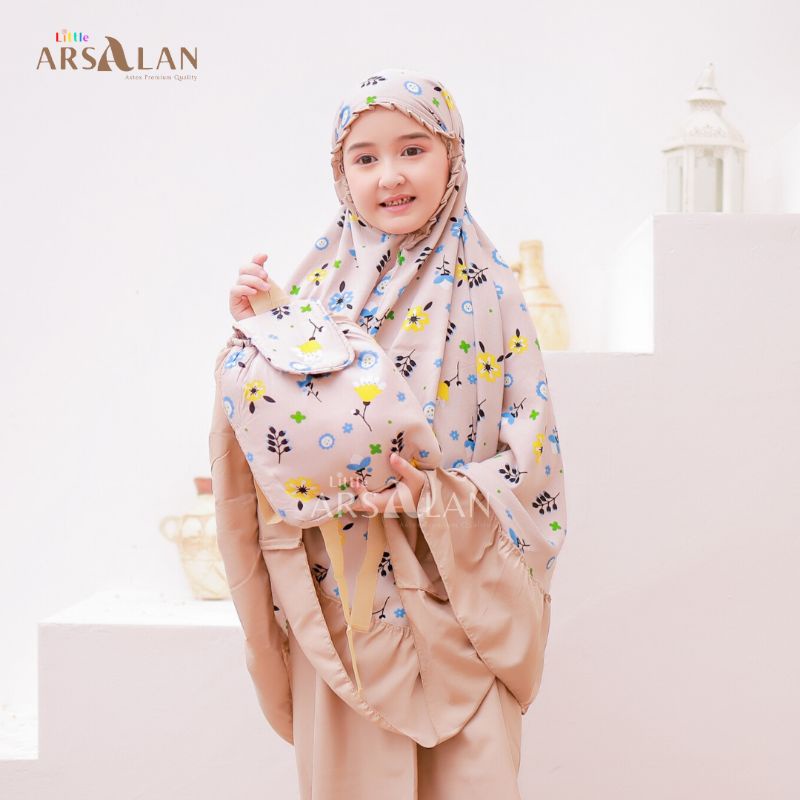 Mukena Anak Motif Bunga Motif Daun Motif Polkadot Tas Ransel | Mukena Anak Rayon Paud TK SD Tanggung | Mukena Arsalan