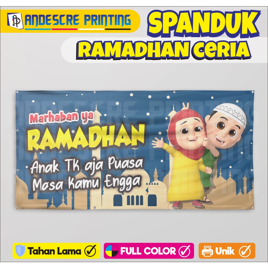 Spanduk Sambut Bulan Suci Ramadhan untuk Dirumah - Desain Unik & Ceria