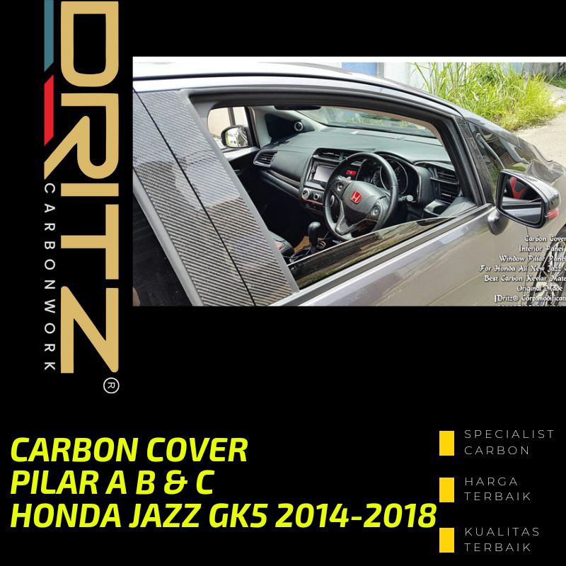 Carbon Kevlar Cover Pilar A B dan C Mobil HONDA JAZZ GK5 2014-2018 Aksesoris Karbon