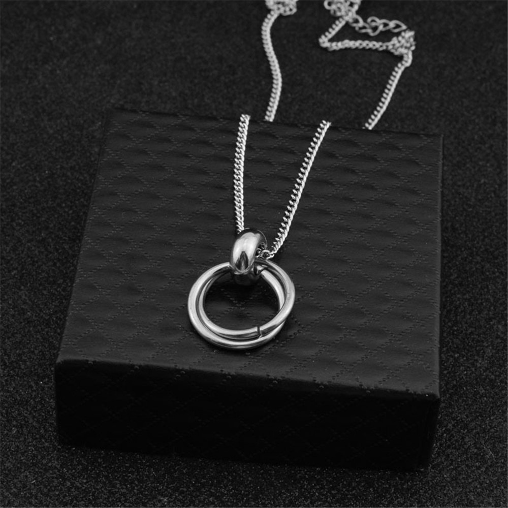 【COD Tangding】Double Ring Couple Necklace Simple Chain Fashion Accessories Jewelry for Men Women