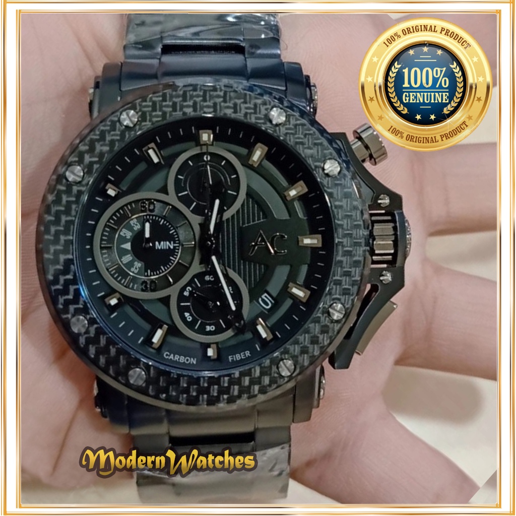 Jam Tangan Ori Pria Alexandre Christie AC 9205 Rantai Carbon Black Rosegold Hitam Best Seller Collec