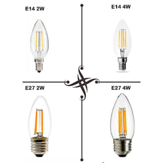 Lampu LED Bohlam Edison Candle Filamen Filament Type C35 Model Lilin 2w 2 watt 2watt Retro Classic