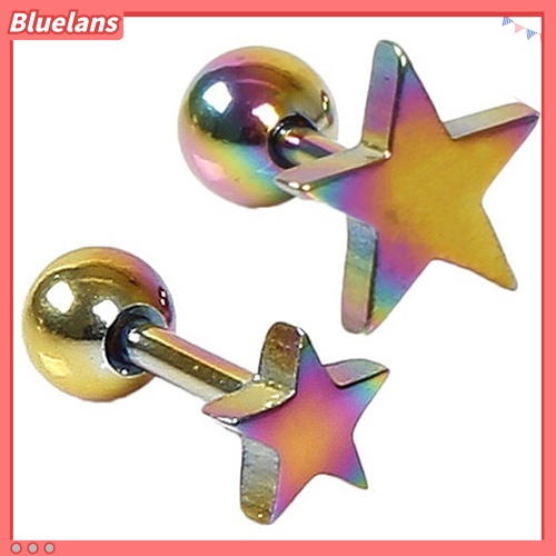 Bluelans 1 Pair Unisex Pentagram Pattern Alloy Ear Stud Earring Jewelry Charms