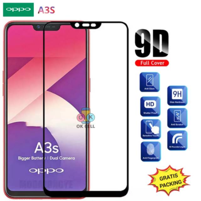 TG Anti Gores Layar Kaca OPPO A3S Tempered Glass Full Screen Protector Gurad Pelindung Hp Premium