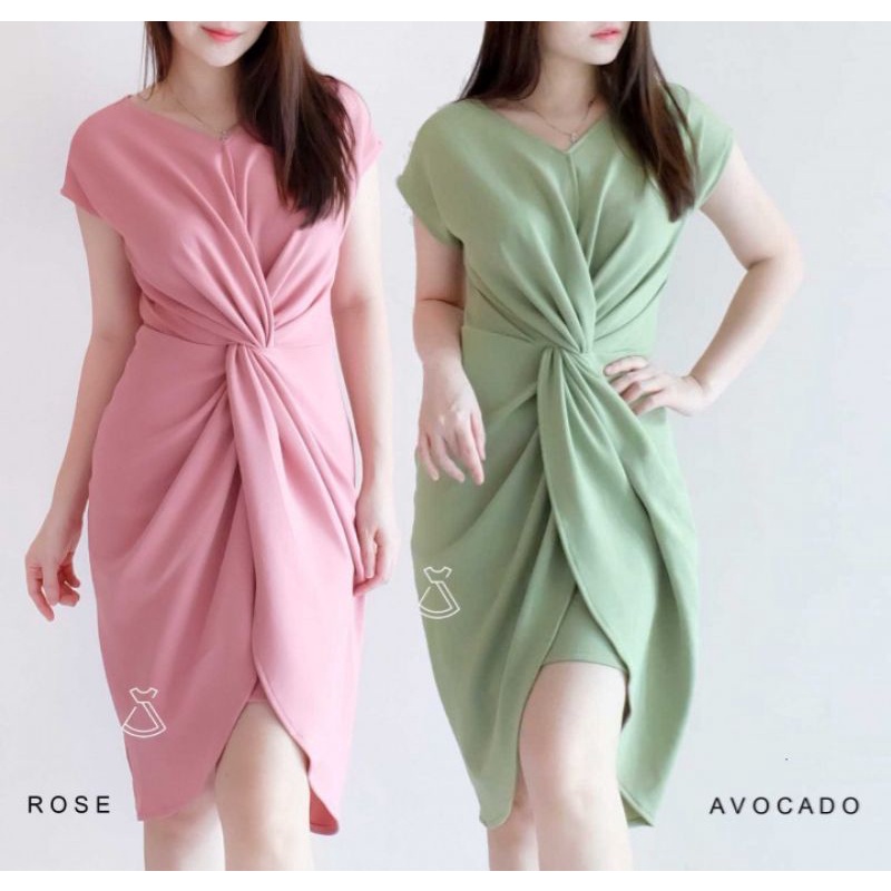 GISEL DRESS - Dreas Pesta Kondangan Bodycon Wanita Simpel Polos Dress Kerja Kantor Murah Twist Dress