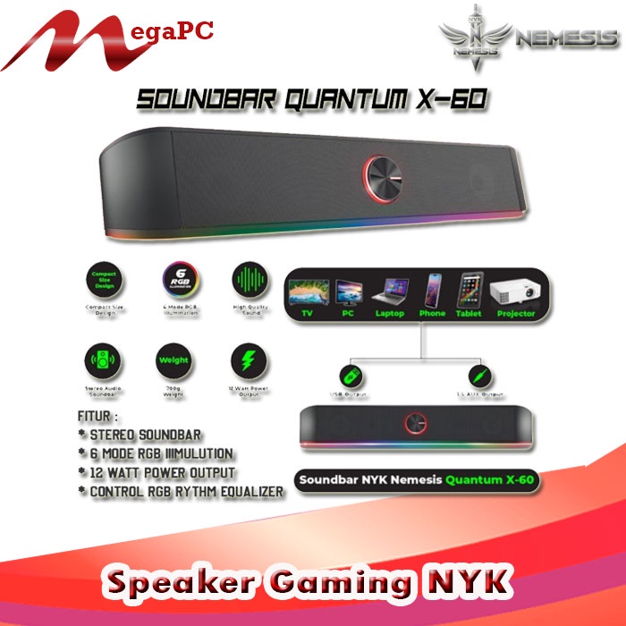 NYK Quantum X60 / X-60 RGB Soundbar Gaming Speaker