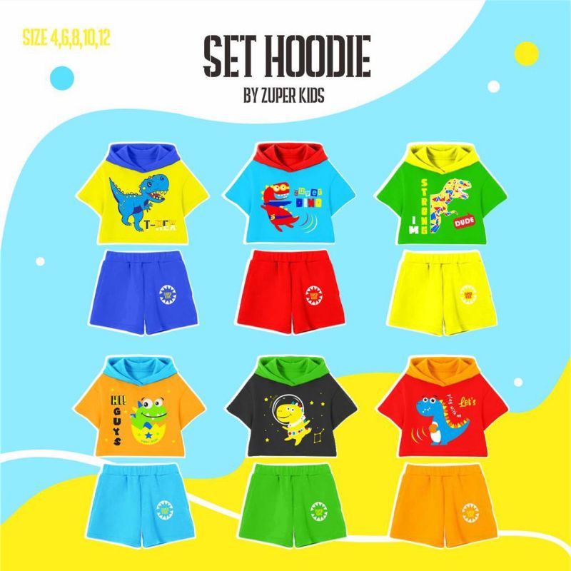 SET HOODIE ZUPER KIDS SERIES DINO SIZE  4-12Y