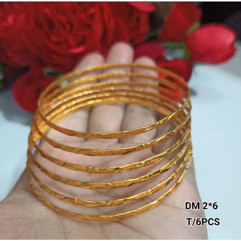 Set gelang Keroncong Gelombang isi 6pcs Gold dan Silver