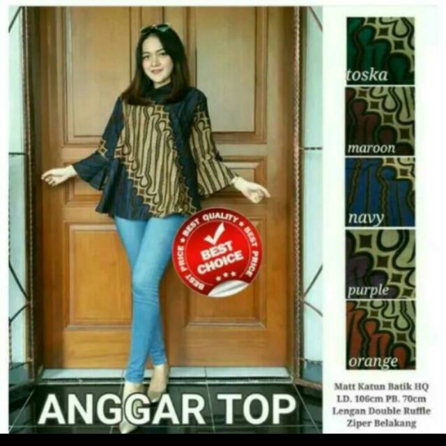 ANGGAR TOP ATASAN PARANG SELING SAGITA WARNA BATIK GENES SERAGAM LONCENG