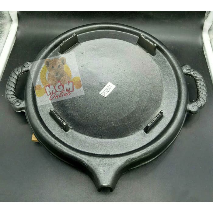 Iron Cast korean bbq 28cm Besi Cor SUPER TEBAL dgn corong minyak 2601