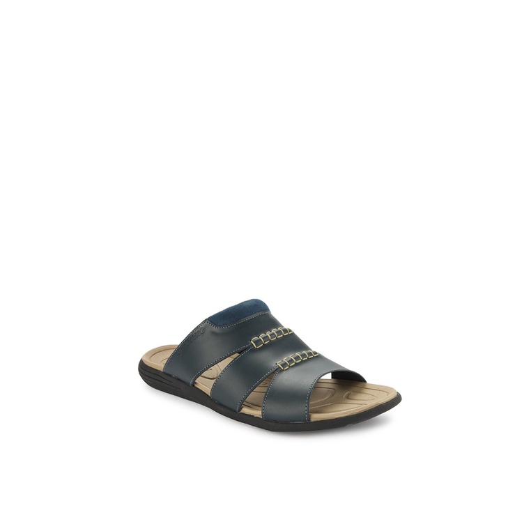 SANDAL CASUAL JIM JOKER PRIA ORIGINAL SLIDE KULIT BIRU NAVY JJ44