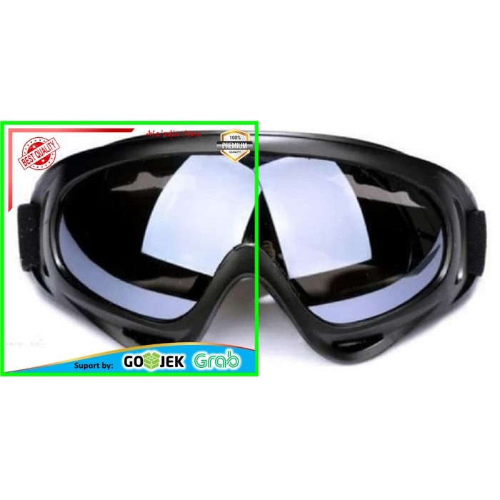 Promo Kacamata Goggle Ski Tactical Sepeda Motor Pelindung Mata Lensa Wide