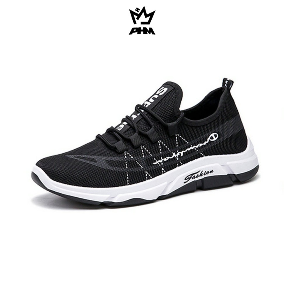 PHM Shoes [COD] Hektor Sepatu Sneakers Pria Olahraga Sport Shoes Casual Slip On-Hitam