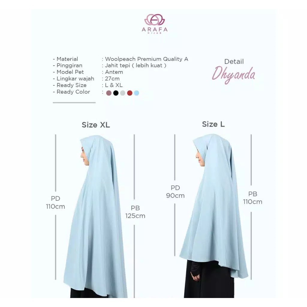 Khimar Dhyanda By Arafa Hijab - Jilbab Instan Syari - Arafah Hijab