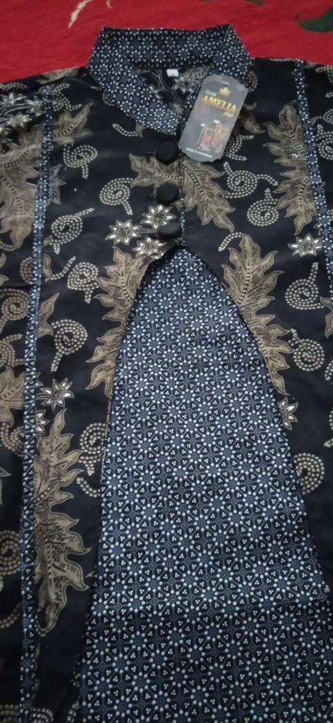 Ada Jumbo Blus Davina Lawasan Daun #3 Katun Motif Bunga Batik Devina Sogan Belah Wanita Premium