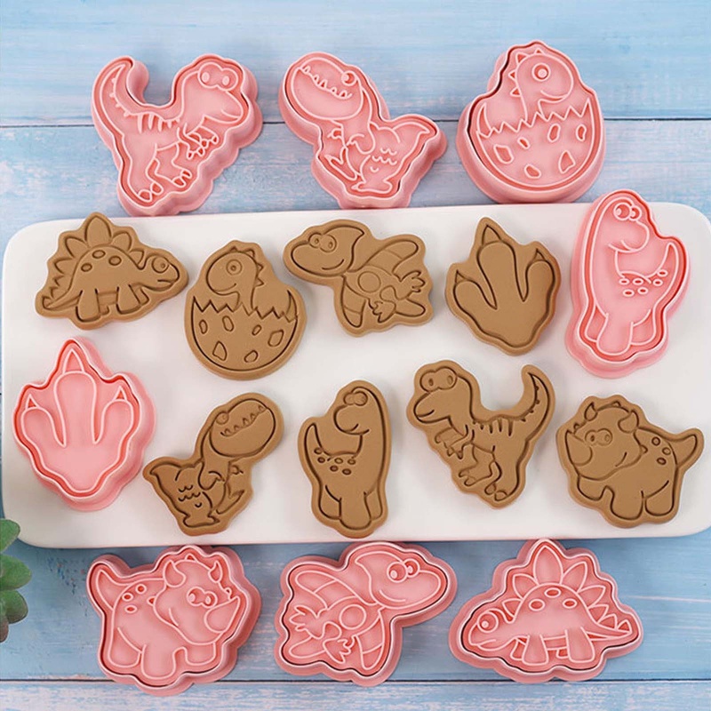 8 Pcs Cetakan Kue Bentuk Dinosaurus Bahan Plastik