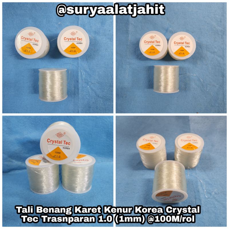 Tali Karet 1.0 (1mm) 100M Crystal Korea 1Rol@100M = rp.15.750/1Rol