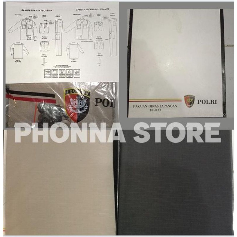 Kain bahan baju PDL coklat polri