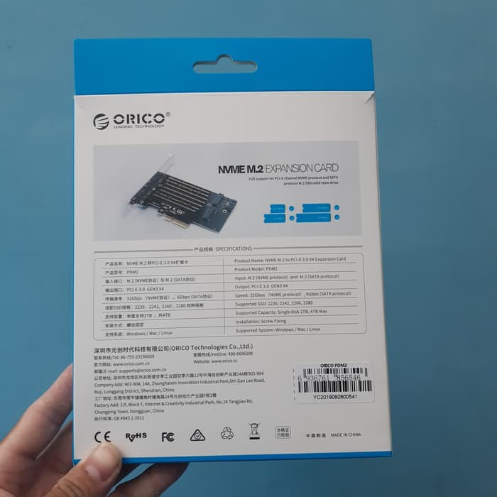PCI Express M.2 NVME Card Orico PDM2 - Pcie M2 Nvme