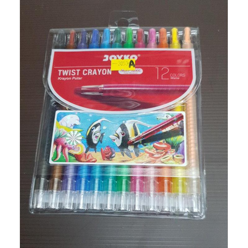 

(PERALATAN MENGGAMBAR) CRAYON JOYKO PUTAR TWCR-12S ISI 12 WARNA KRAYON COD