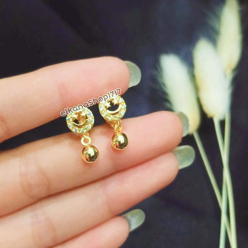 ANTING ANAK-ANAK JEPIT STUT PERMATA MOTIF KLINTING BOLA ANTI PERHIASAN LAPIS EMAS KOREA ANTI KARAT TERMURAH BERKUALITAS